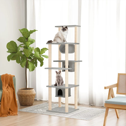 Cat set, sisal rope poles, light grey, 169 cm