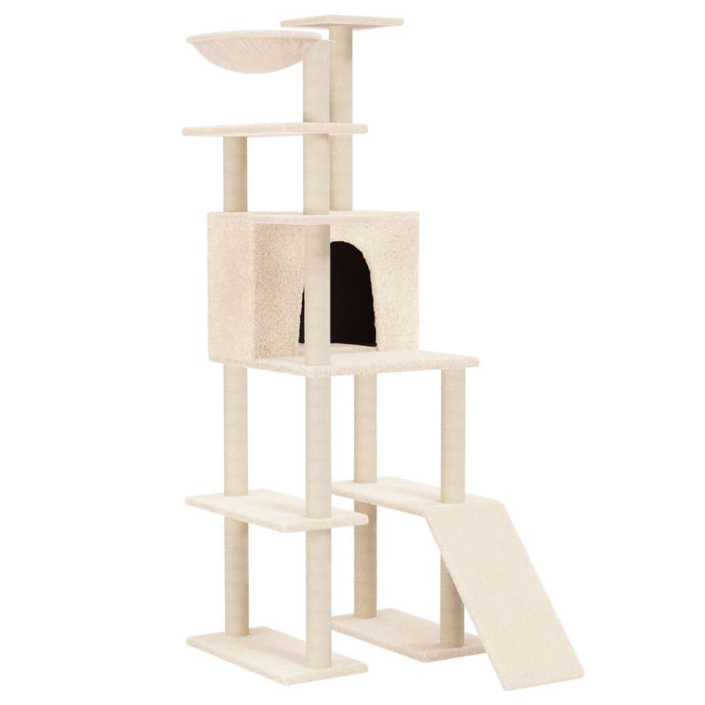 Cat set with sisal rope poles, cream, 166 cm