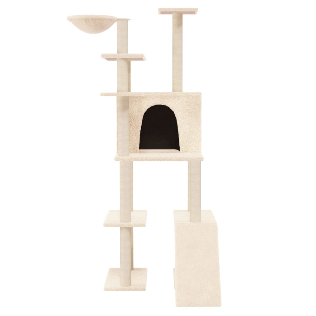 Cat set with sisal rope poles, cream, 166 cm