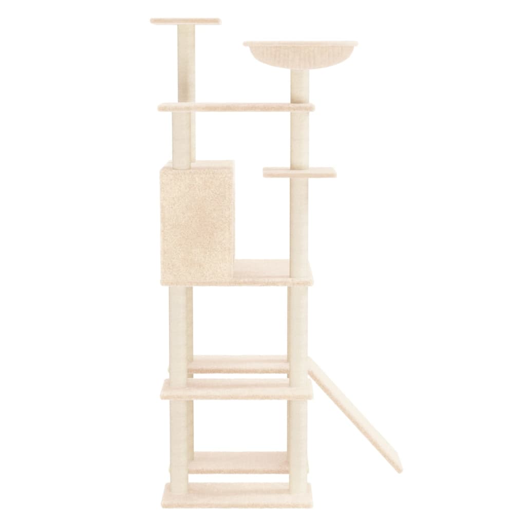 Cat set with sisal rope poles, cream, 166 cm