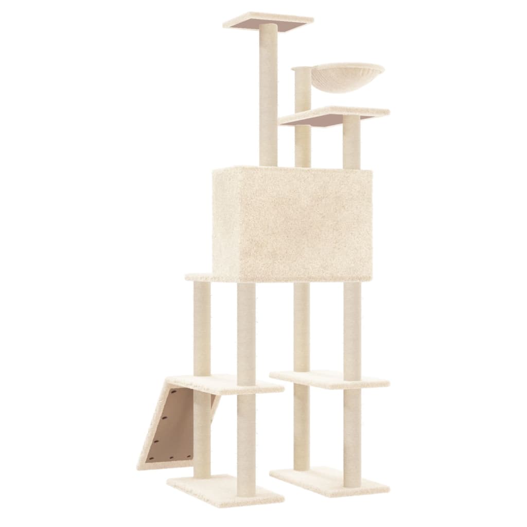 Cat set with sisal rope poles, cream, 166 cm