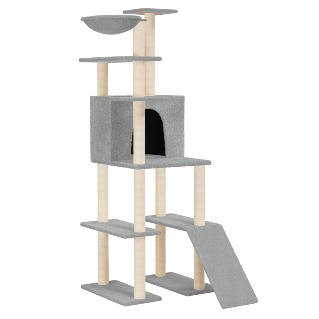 Cat set, sisal rope poles, light grey, 166 cm