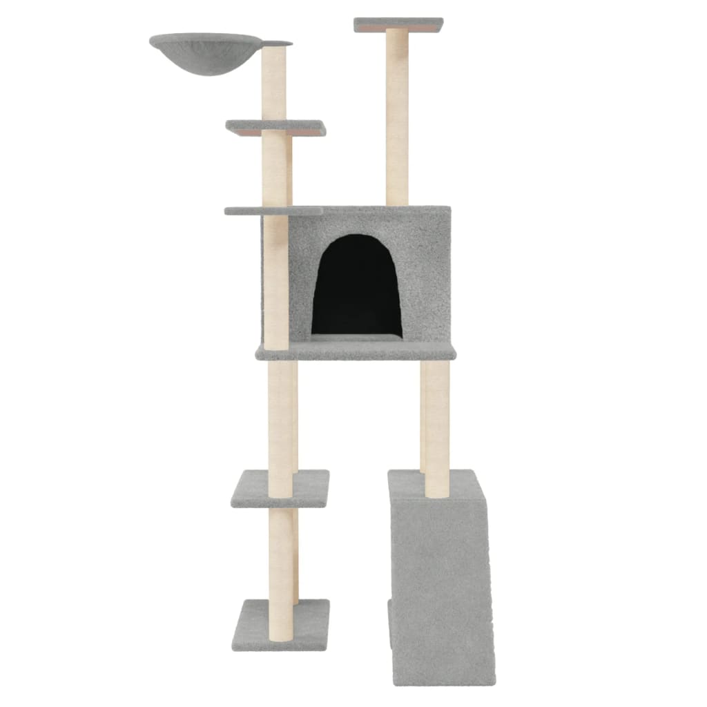 Cat set, sisal rope poles, light grey, 166 cm