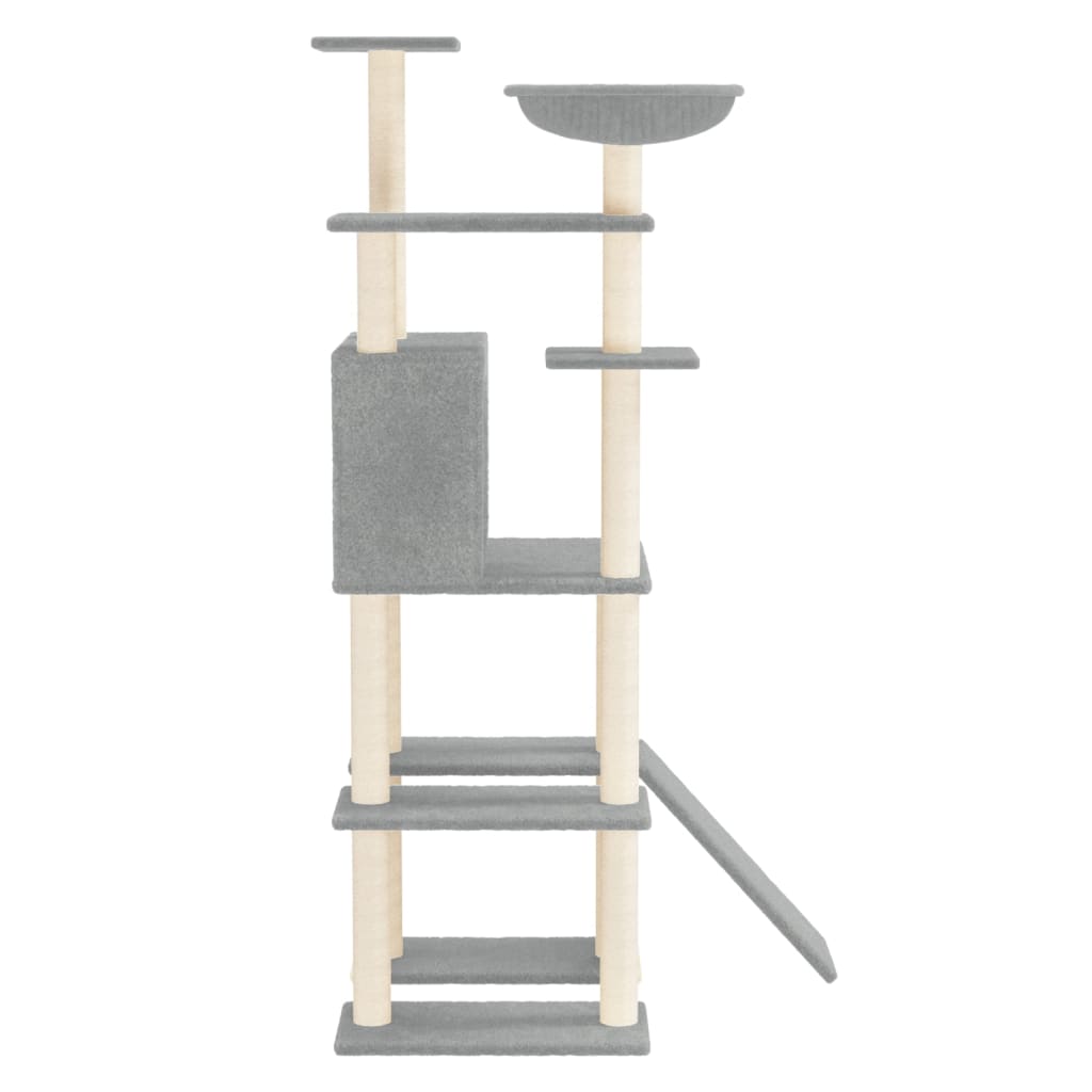 Cat set, sisal rope poles, light grey, 166 cm