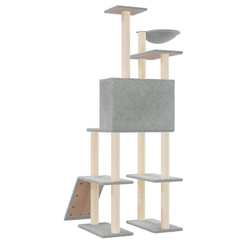 Cat set, sisal rope poles, light grey, 166 cm