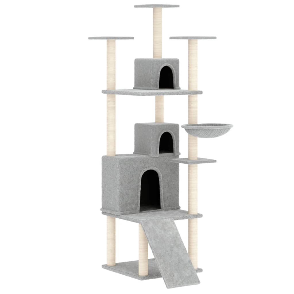 Cat set, sisal rope poles, light grey, 175 cm
