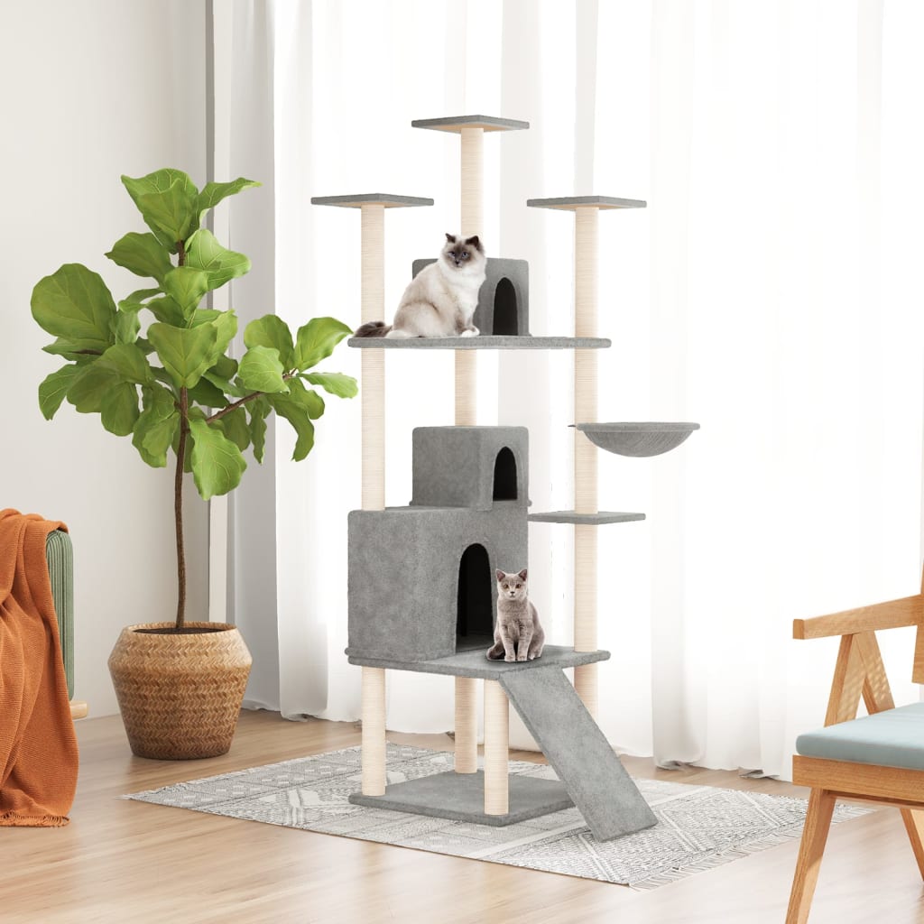Cat set, sisal rope poles, light grey, 175 cm