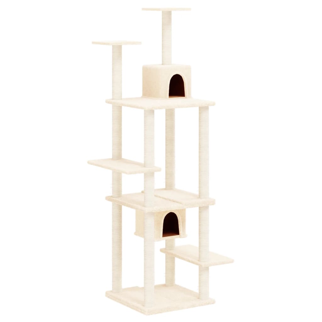 Cat set with sisal rope poles, cream, 176 cm