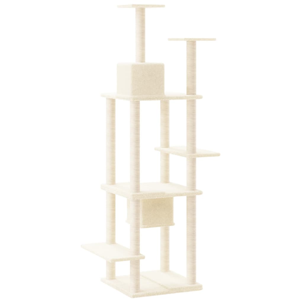 Cat set with sisal rope poles, cream, 176 cm