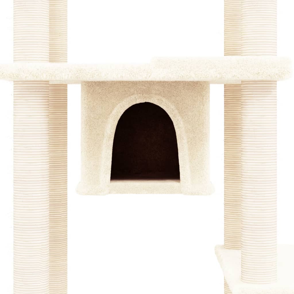 Cat set with sisal rope poles, cream, 176 cm