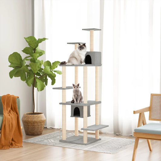 Cat set, sisal rope poles, light grey, 176 cm