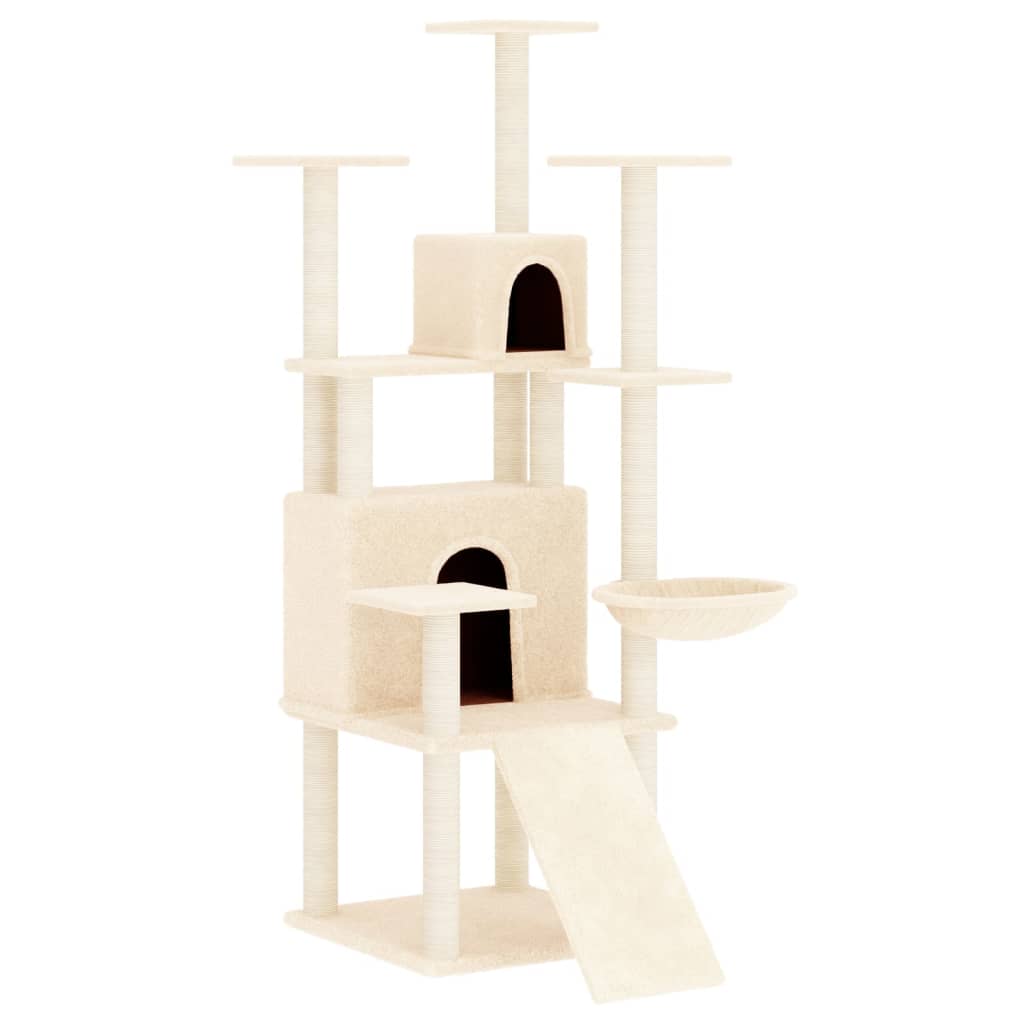 Cat set with sisal rope poles, cream, 154 cm