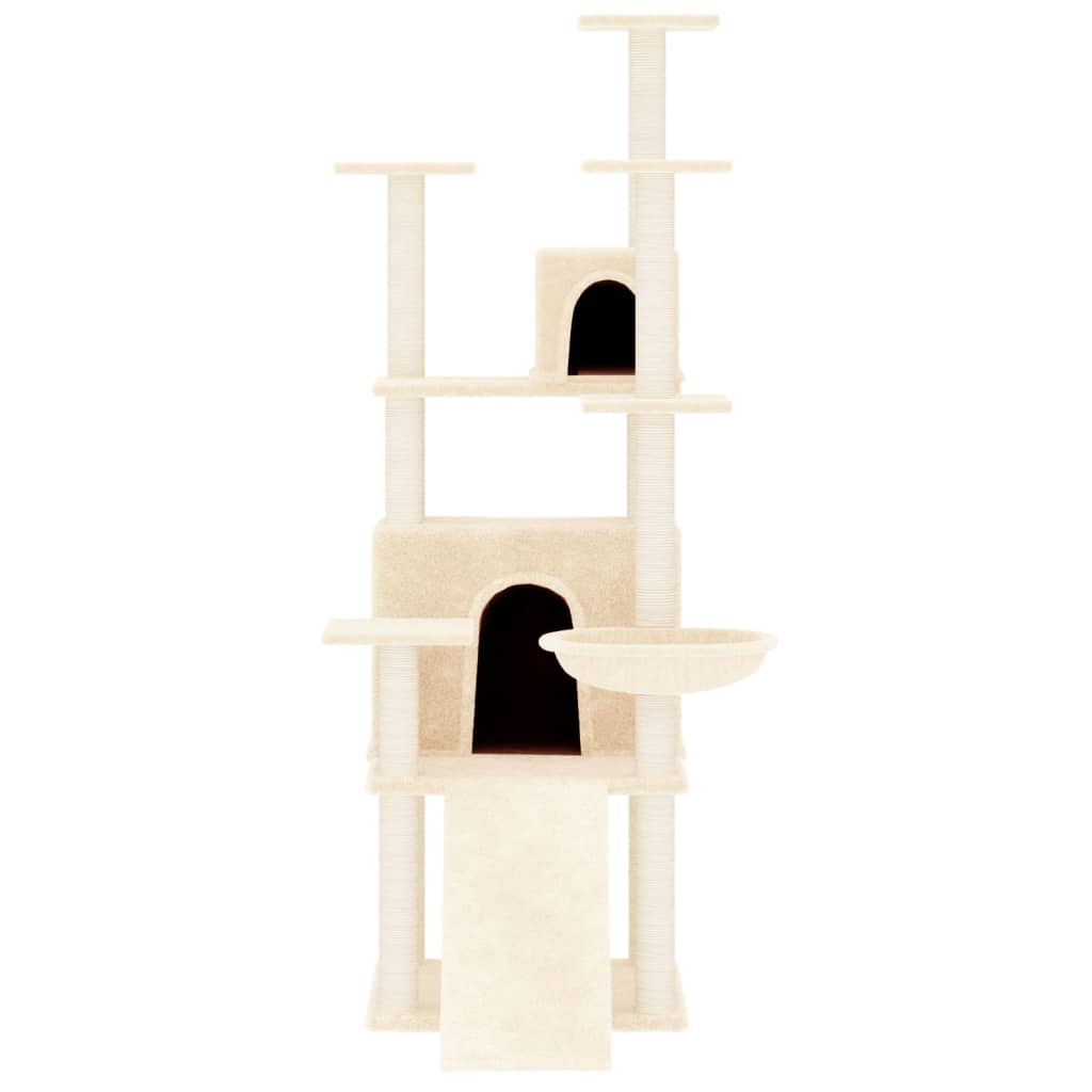 Cat set with sisal rope poles, cream, 154 cm