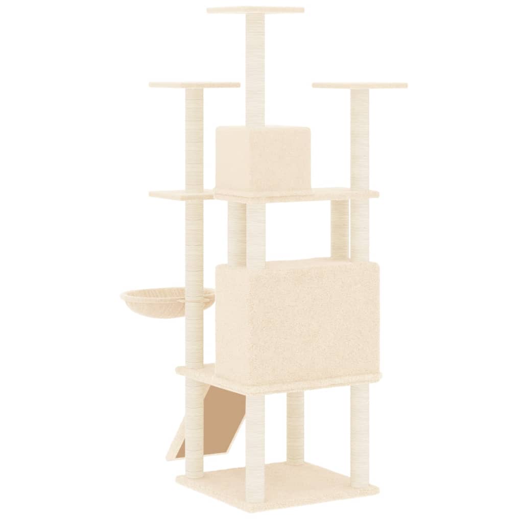 Cat set with sisal rope poles, cream, 154 cm
