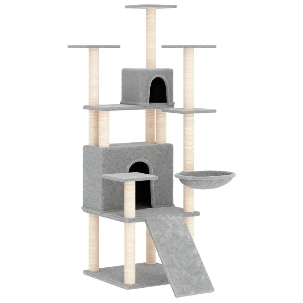 Cat set, sisal rope poles, light grey, 154 cm