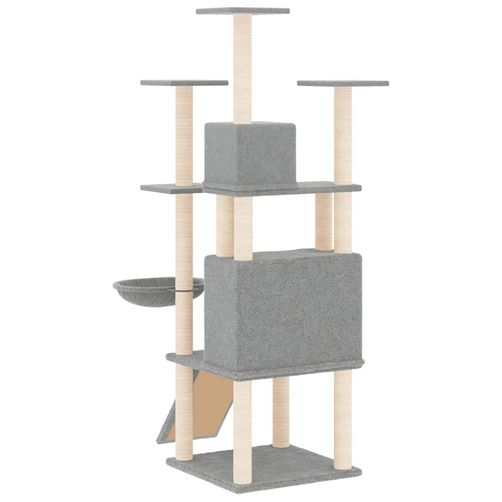 Cat set, sisal rope poles, light grey, 154 cm