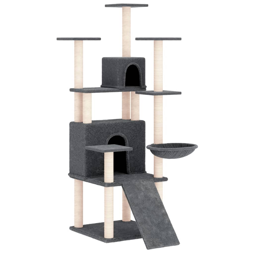 Cat set, sisal rope poles, dark grey, 154 cm