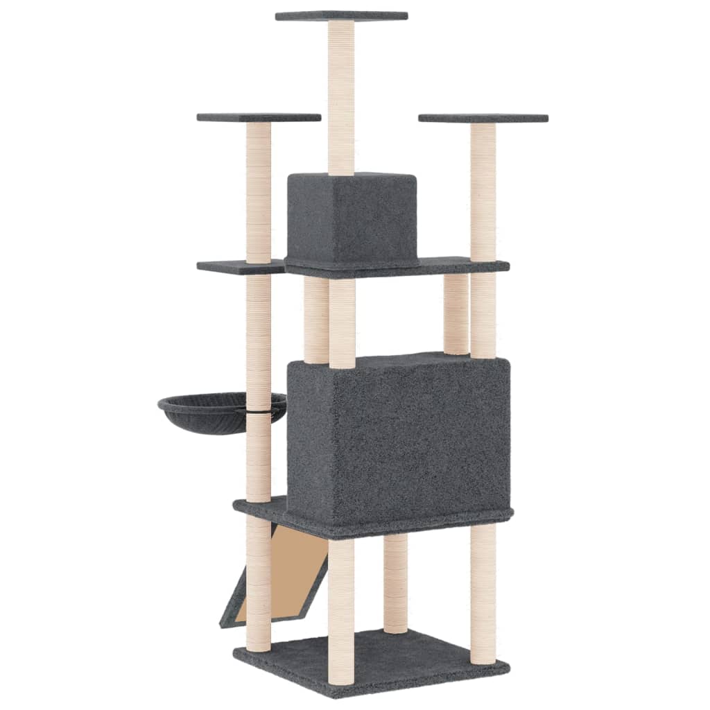 Cat set, sisal rope poles, dark grey, 154 cm