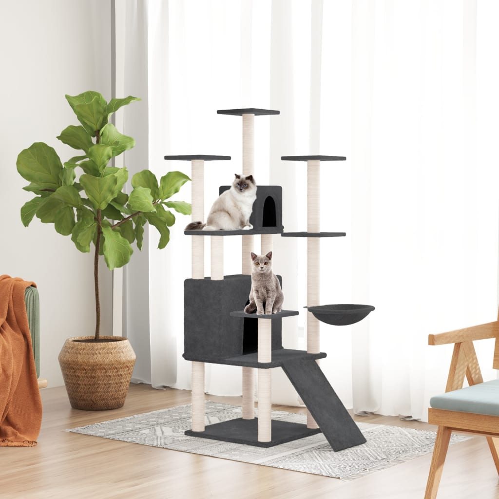 Cat set, sisal rope poles, dark grey, 154 cm