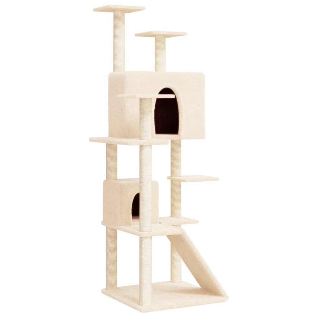 Cat set with sisal rope poles, cream, 153 cm
