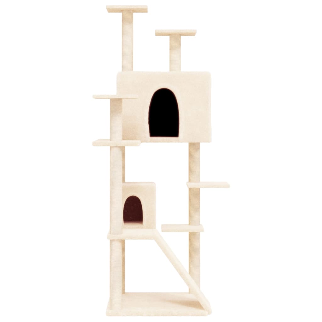 Cat set with sisal rope poles, cream, 153 cm