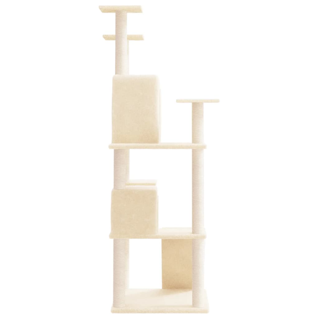 Cat set with sisal rope poles, cream, 153 cm