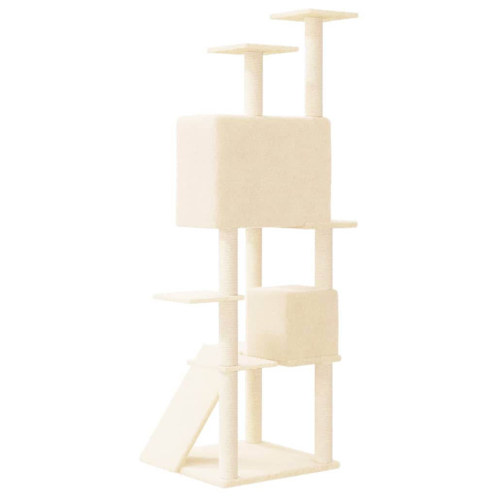 Cat set with sisal rope poles, cream, 153 cm