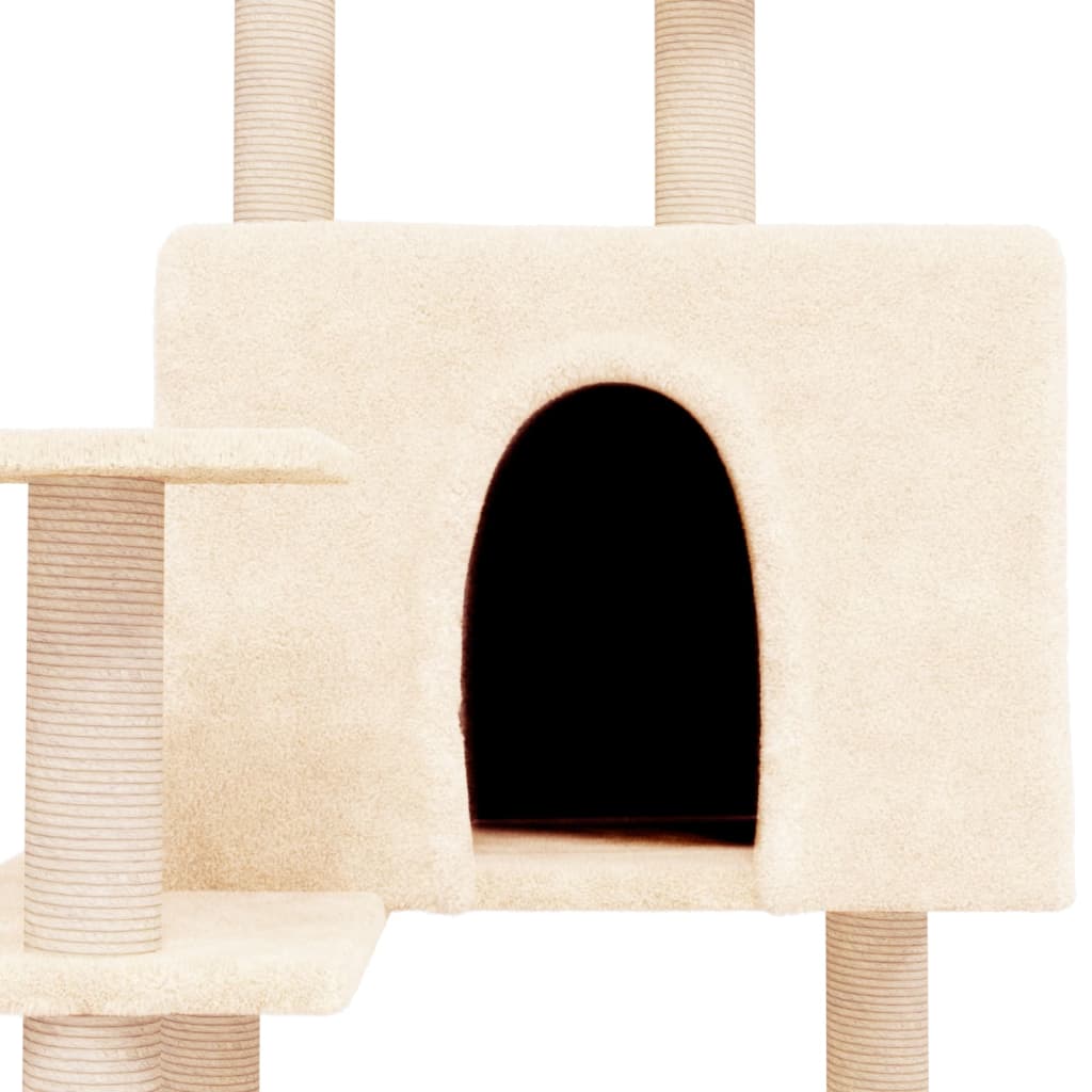 Cat set with sisal rope poles, cream, 153 cm