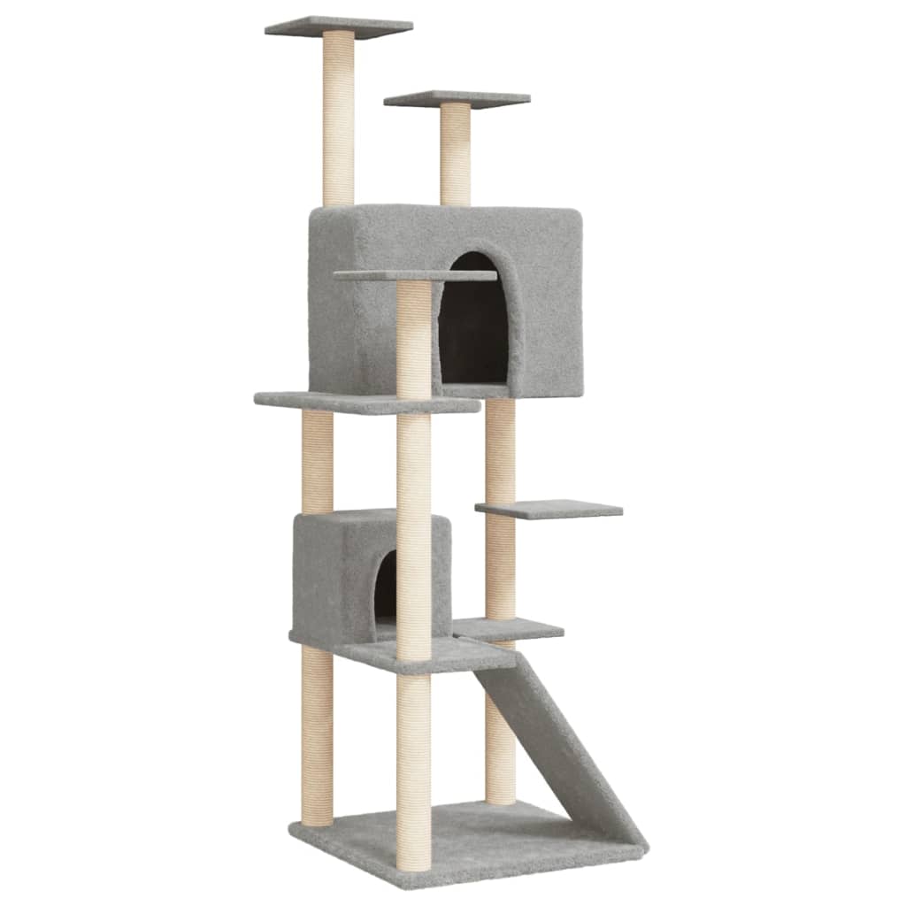 Cat set, sisal rope poles, light grey, 153 cm