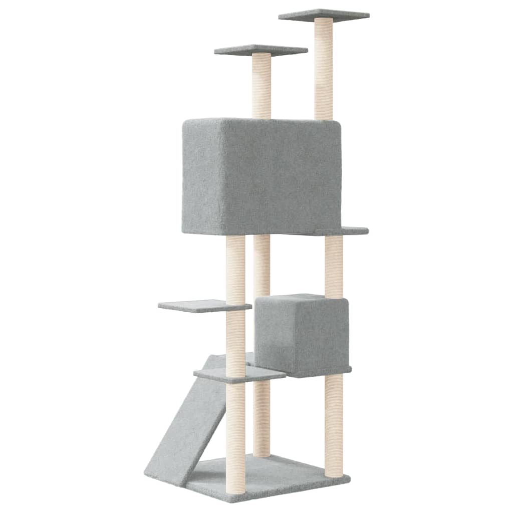 Cat set, sisal rope poles, light grey, 153 cm