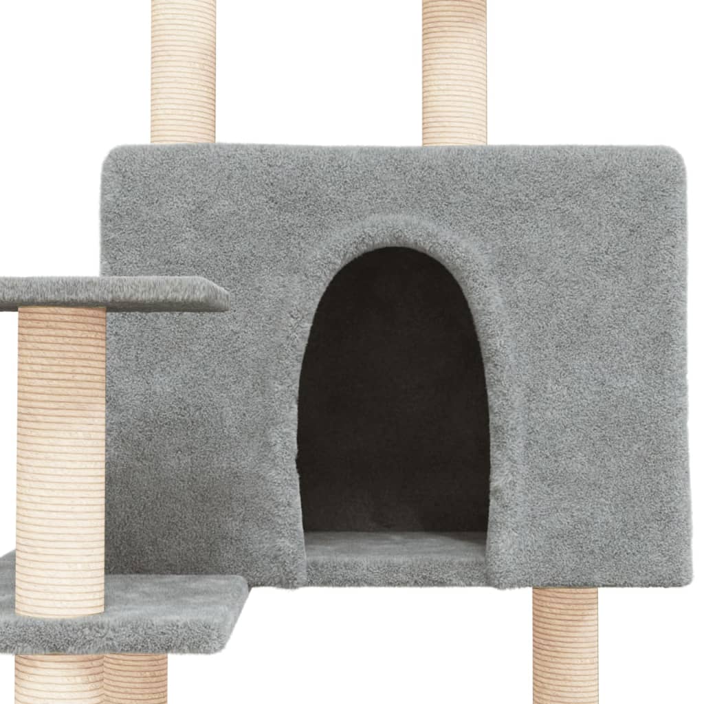 Cat set, sisal rope poles, light grey, 153 cm