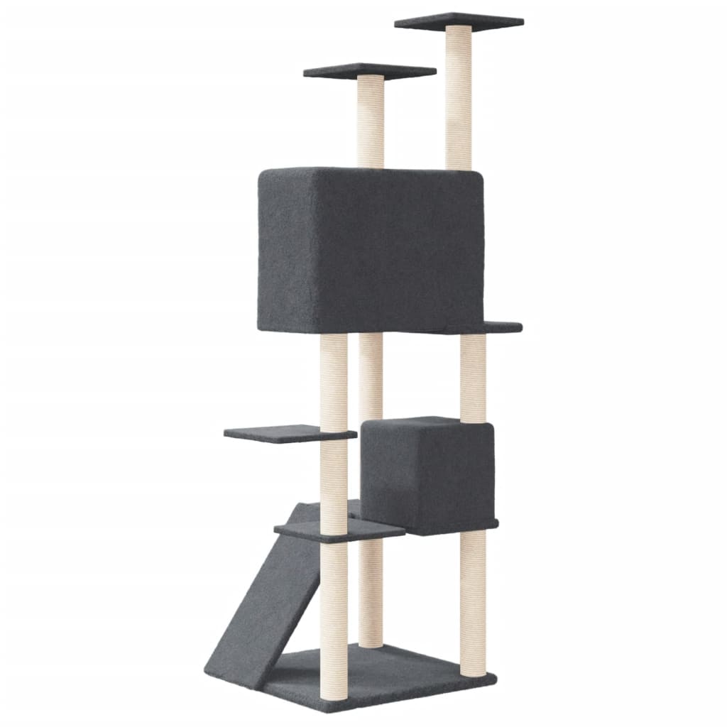 Cat set, sisal rope poles, dark grey, 153 cm