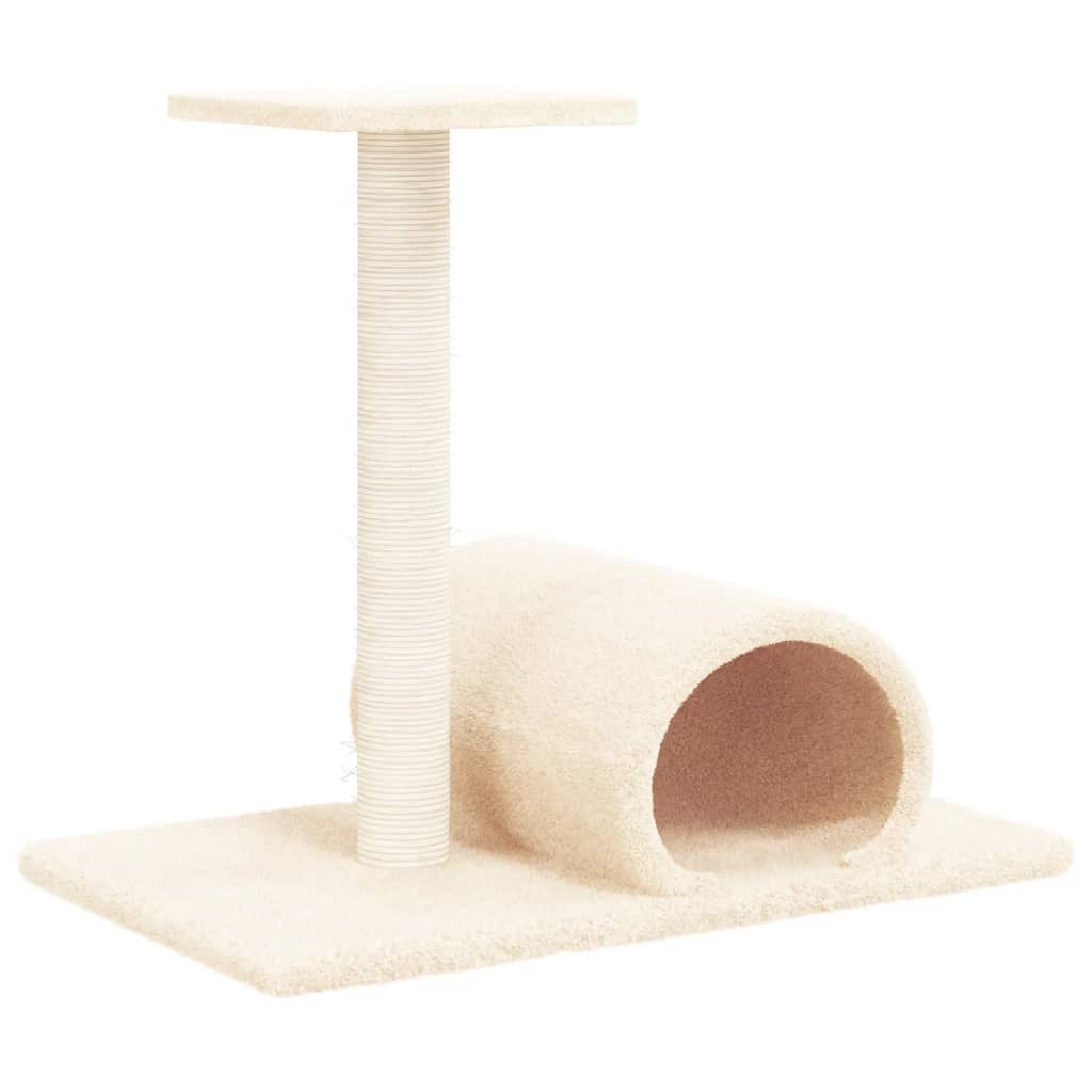 Scratching post for cats with tunnel, cream, 60x34.5x50 cm
