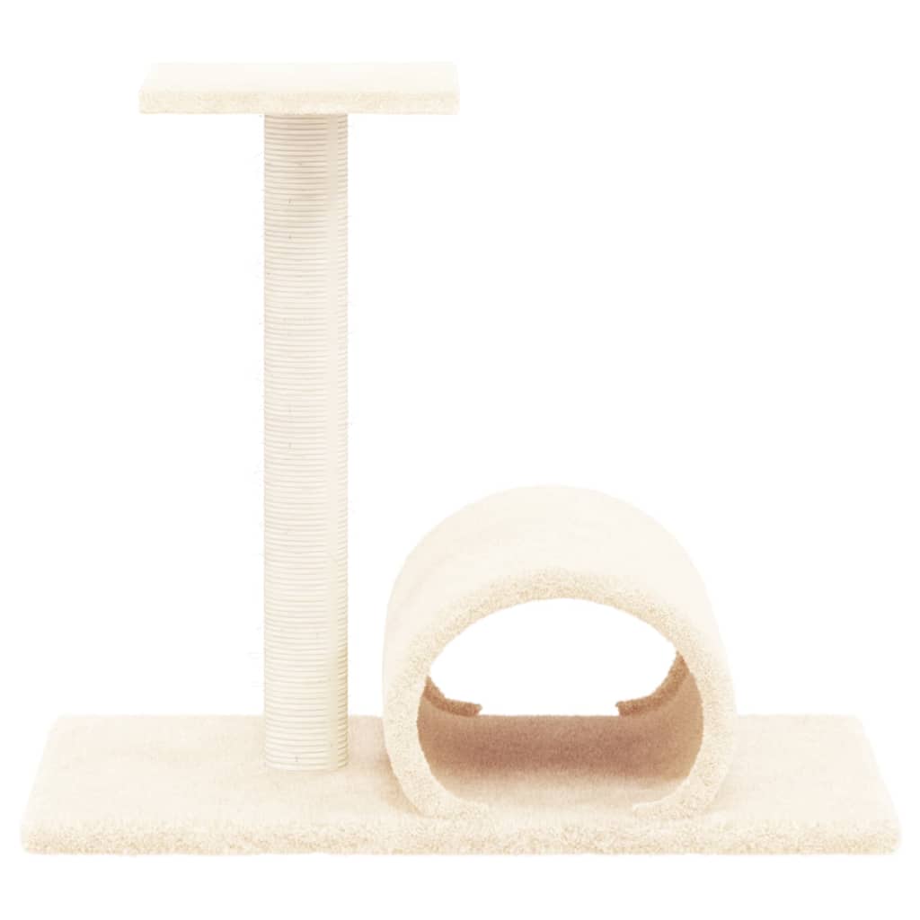 Scratching post for cats with tunnel, cream, 60x34.5x50 cm