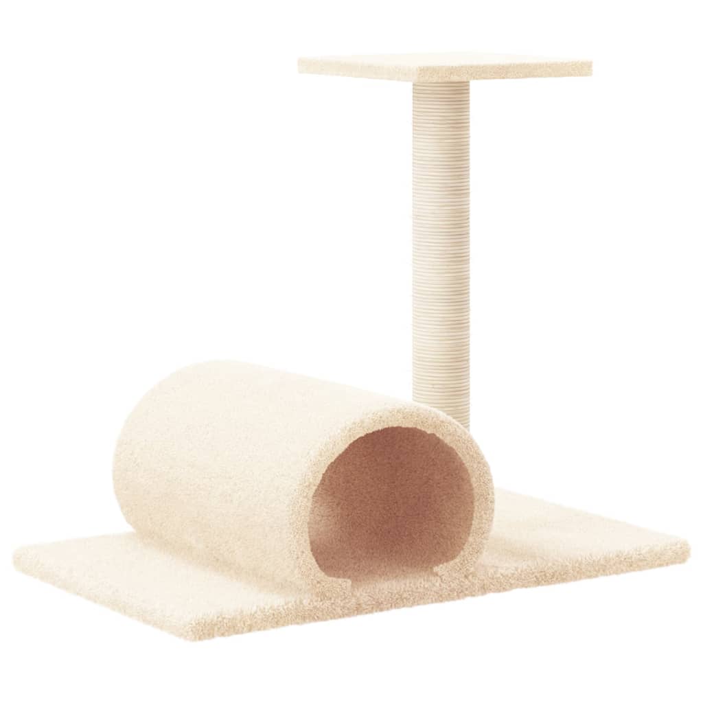 Scratching post for cats with tunnel, cream, 60x34.5x50 cm