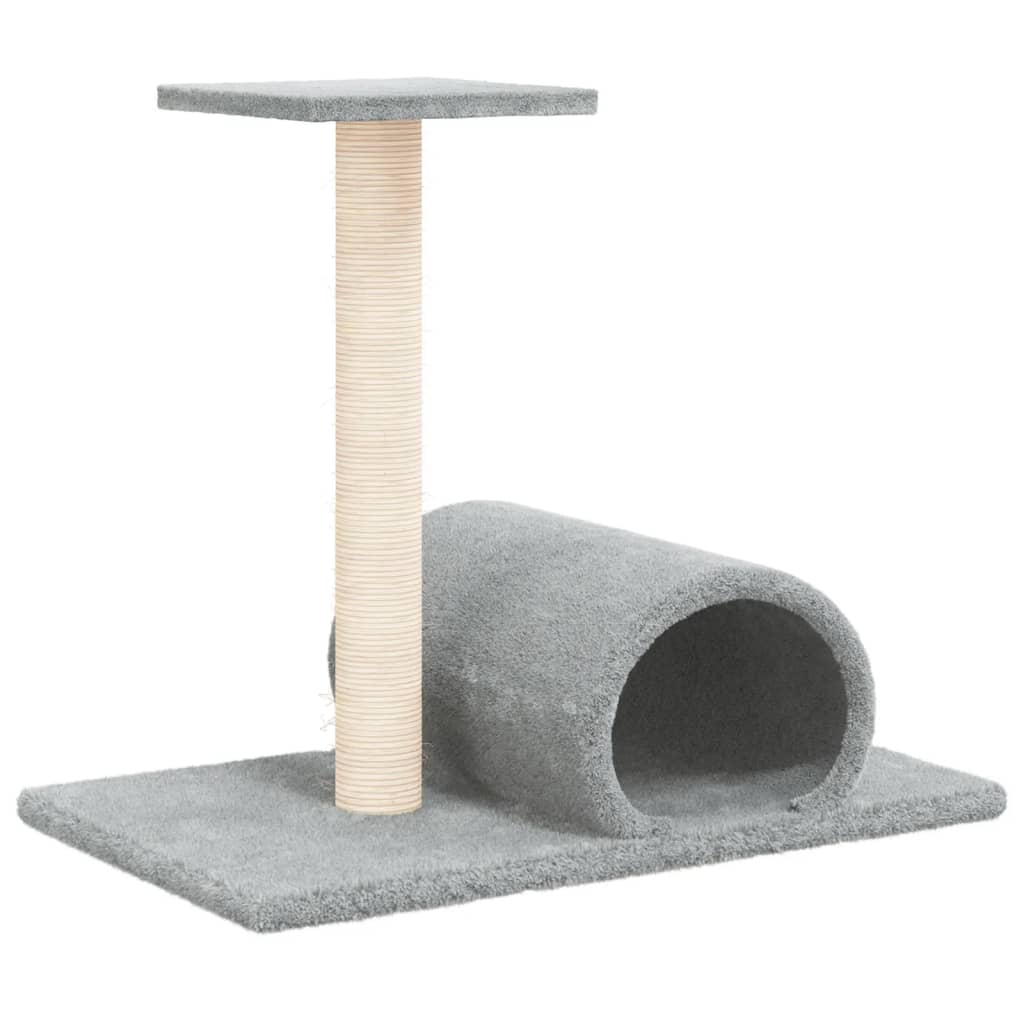 Cat scratching post with tunnel, light grey, 60x34.5x50 cm