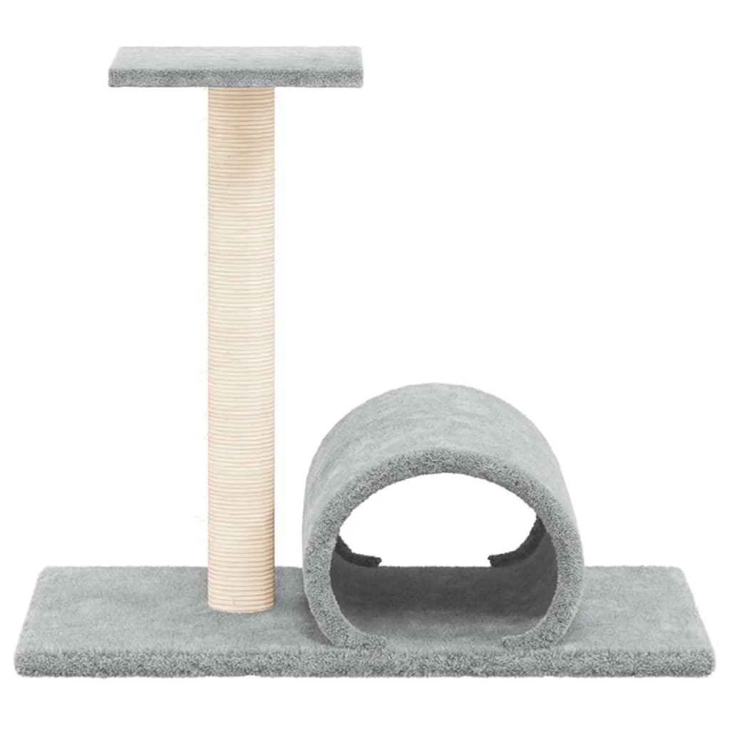 Cat scratching post with tunnel, light grey, 60x34.5x50 cm