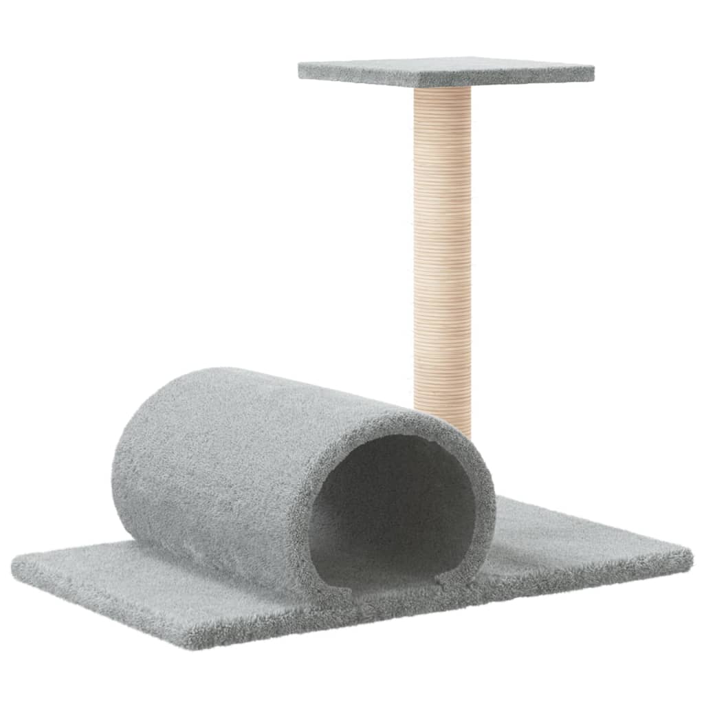 Cat scratching post with tunnel, light grey, 60x34.5x50 cm
