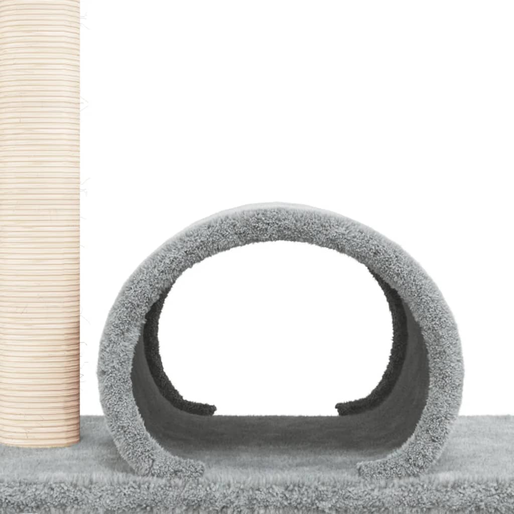 Cat scratching post with tunnel, light grey, 60x34.5x50 cm