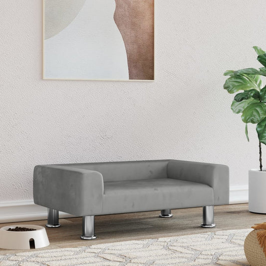 Dog bed, light grey, 70x45x26.5 cm, velvet