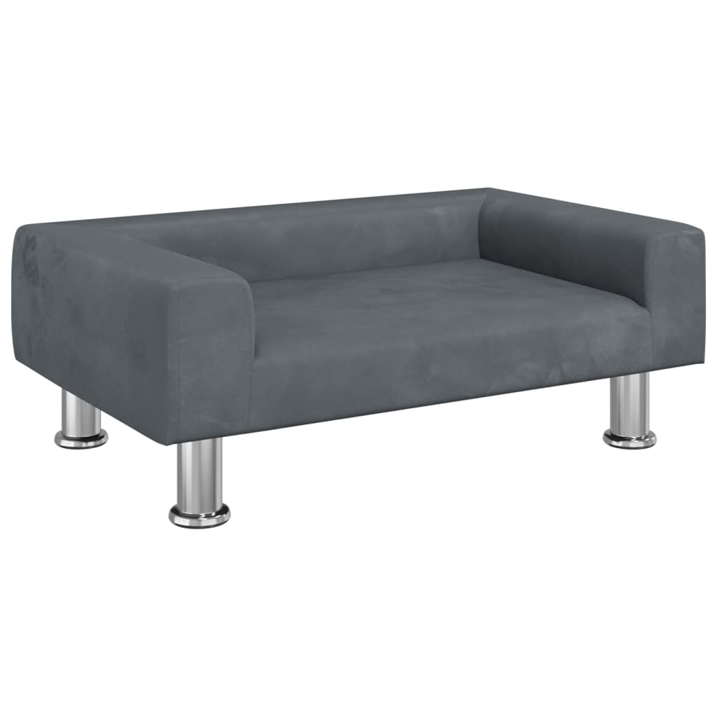 Dog bed, dark grey, 70x45x26.5 cm, velvet