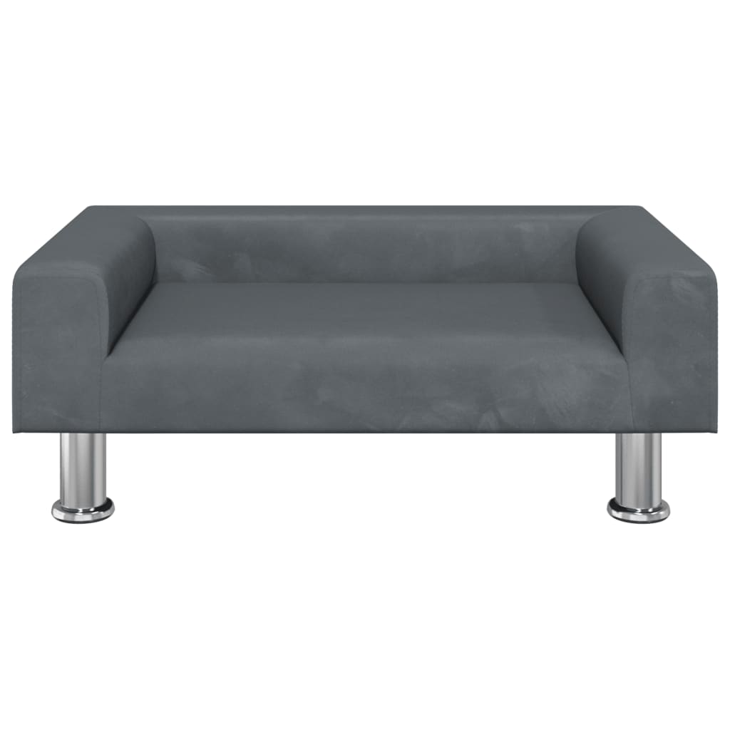 Dog bed, dark grey, 70x45x26.5 cm, velvet