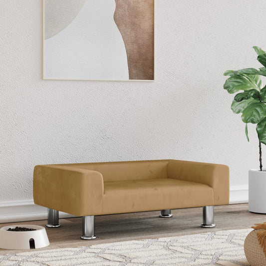 Dog bed, brown, 70x45x26.5 cm, velvet