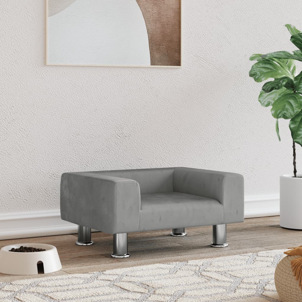 Dog bed, light grey, 50x40x26.5 cm, velvet