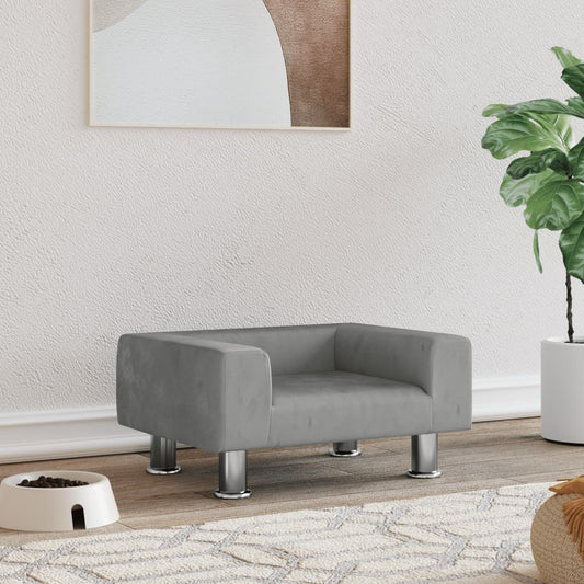 Dog bed, light grey, 50x40x26.5 cm, velvet