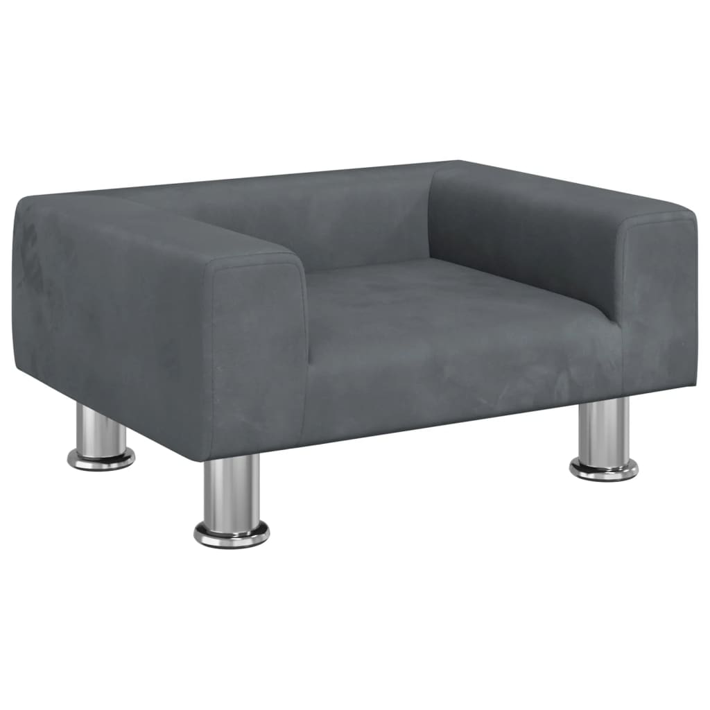 Dog bed, dark grey, 50x40x26.5 cm, velvet
