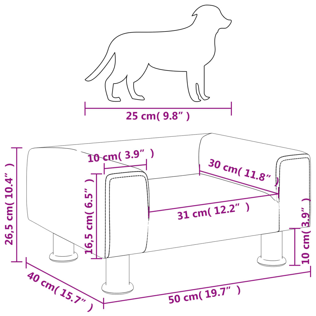 Dog bed, dark grey, 50x40x26.5 cm, velvet