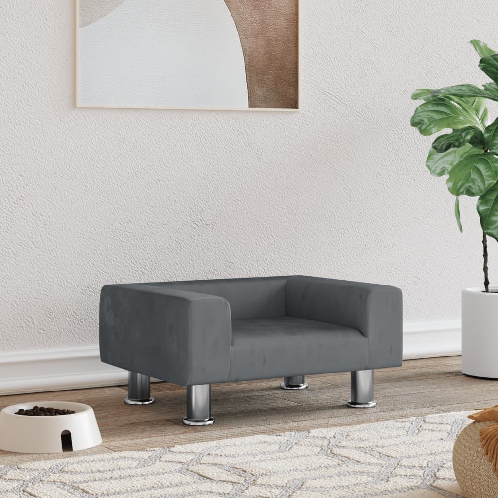 Dog bed, dark grey, 50x40x26.5 cm, velvet