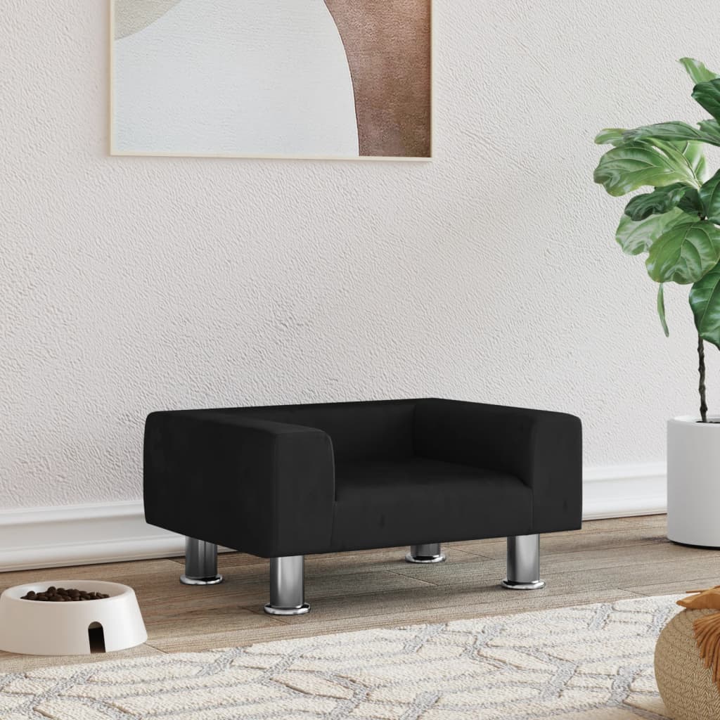 Dog bed, black, 50x40x26.5 cm, velvet