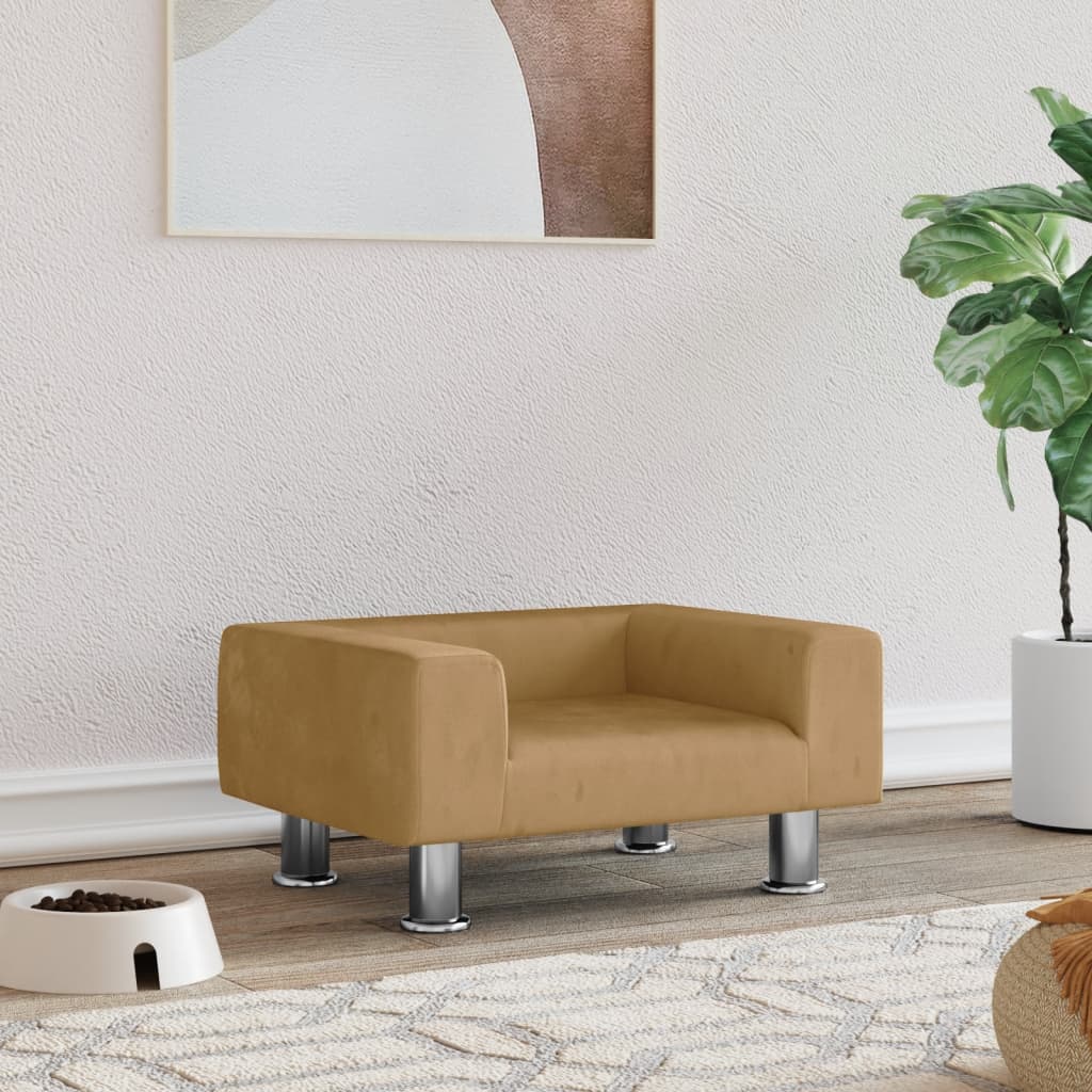 Dog bed, brown, 50x40x26.5 cm, velvet